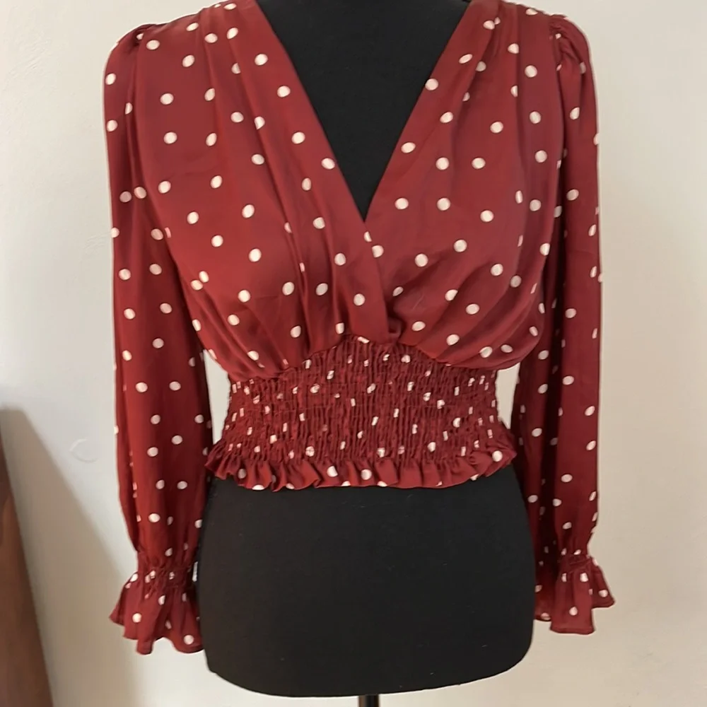 Zara long sleeve crop top. Cognac. Size XS - Picture 2 of 4